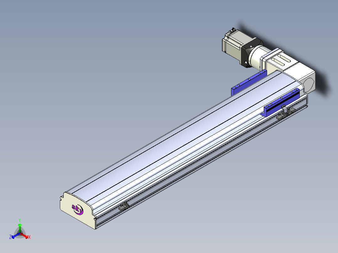 同步带滑台-半封闭B17-L100-S750-L-P75-D3-N3正等轴测图