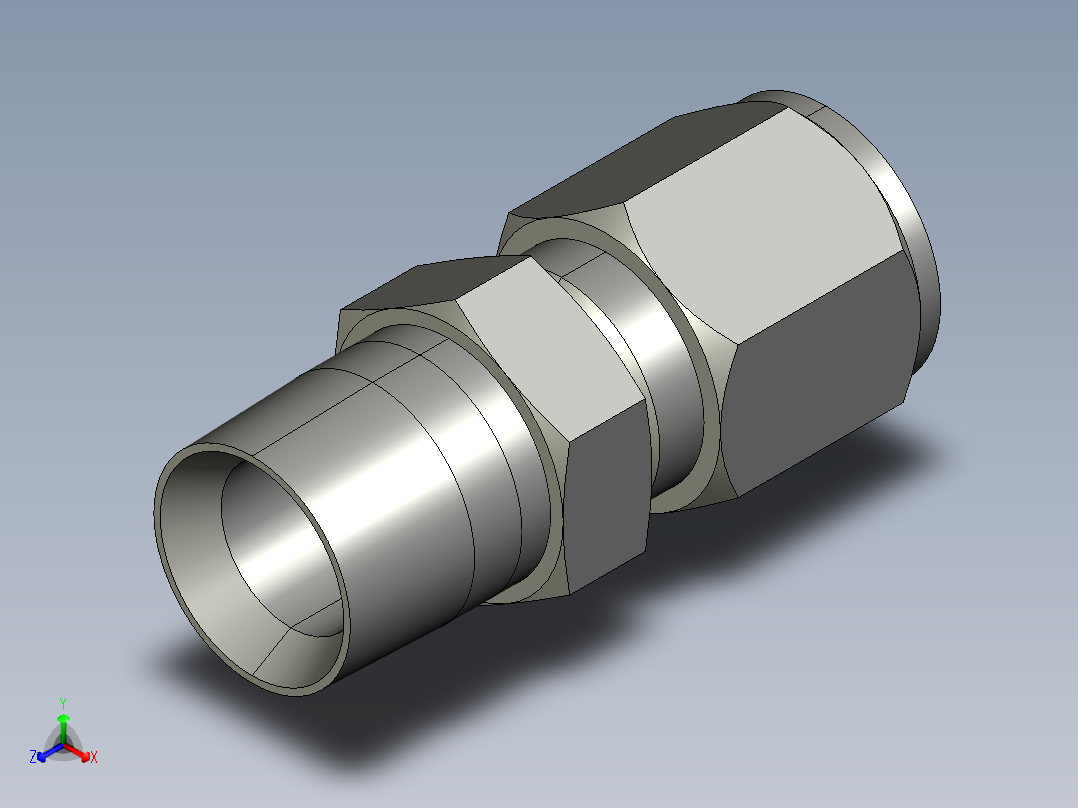 卡套式工业通用硬管接头8-8_fbu-s正等轴测图