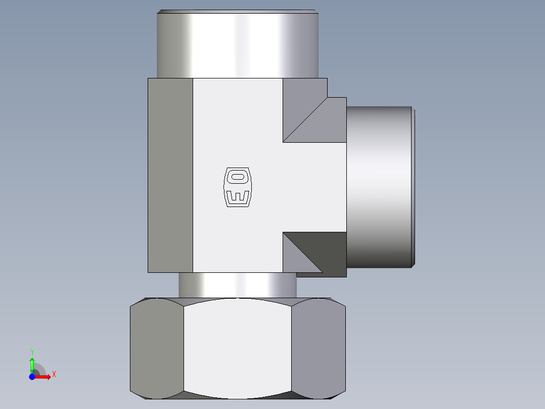 卡套式工业通用硬管接头EO_Standpipe_run_tee_EVL38SOMDCF前视图