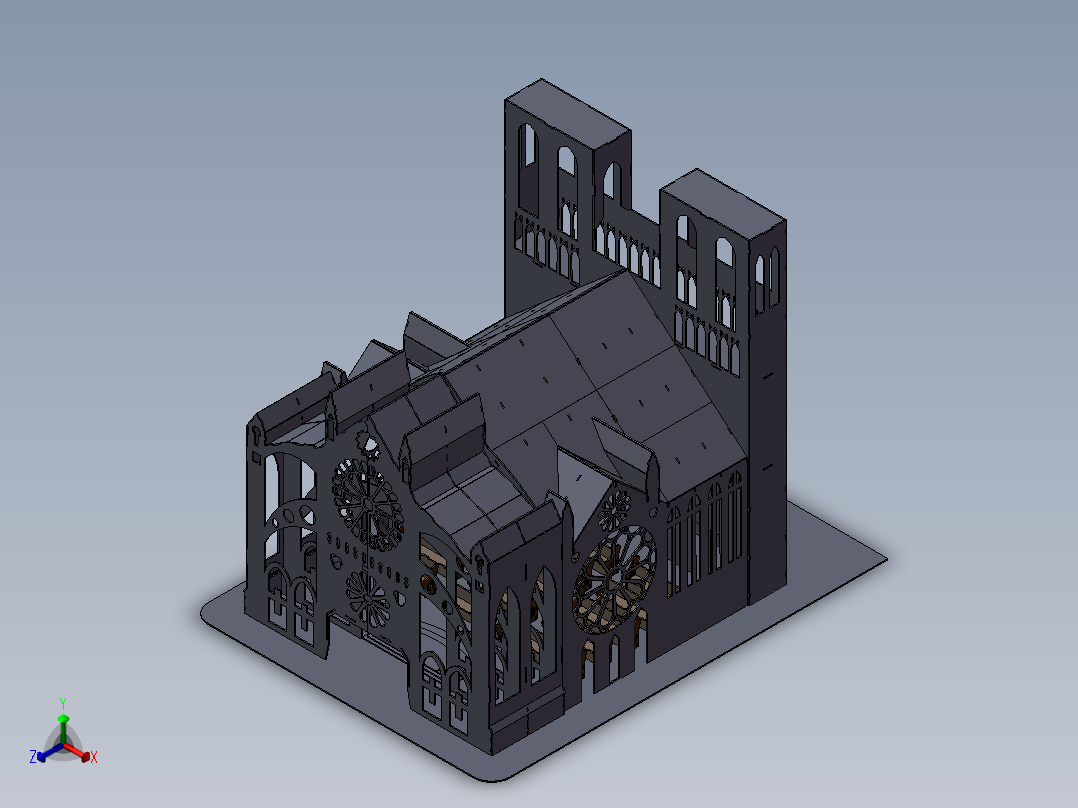 巴黎圣母院大教堂正等轴测图