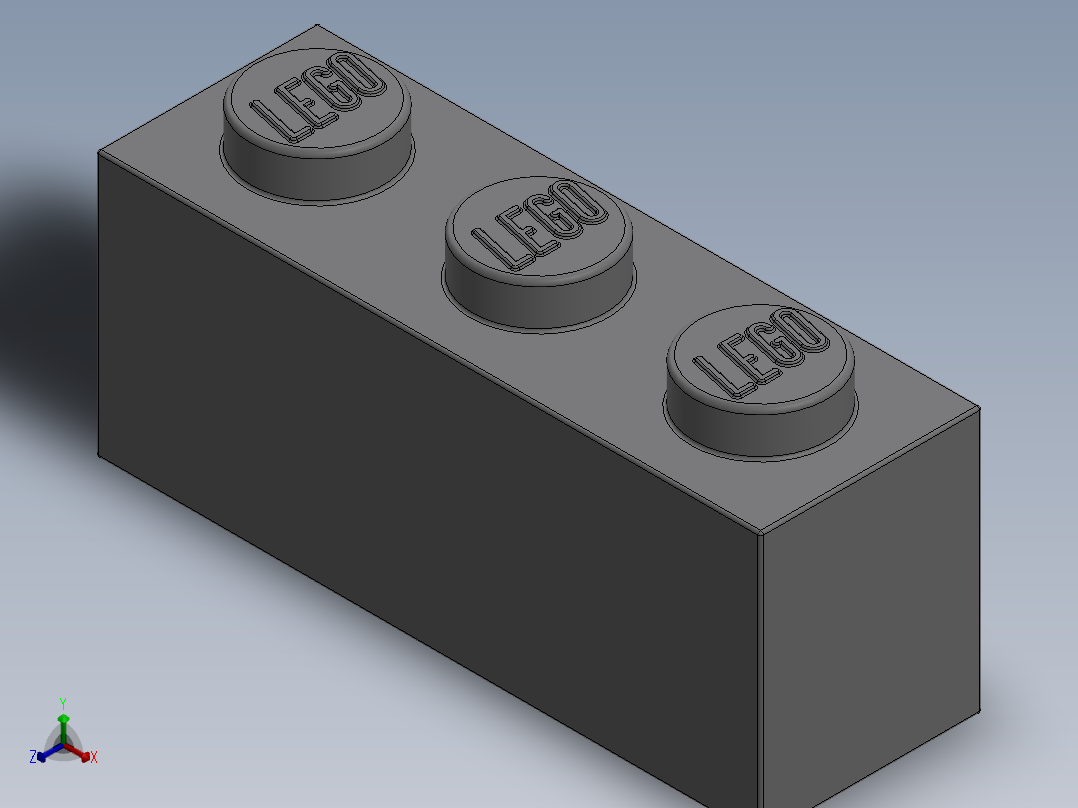 乐高套装 4421基本积木-4211428 - 3622 Medium Stone (Light Bluish) Grey Brick 1 x 3.SLDPRT主视图