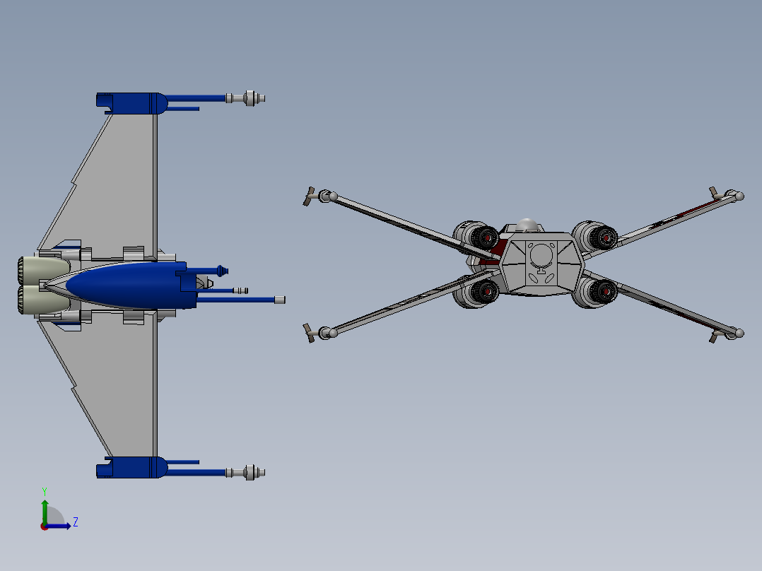 x-wing飞船左视图
