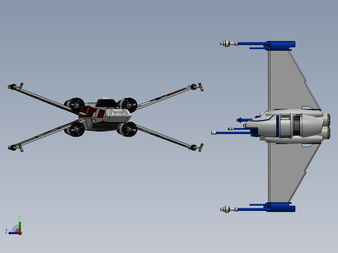 x-wing飞船右视图