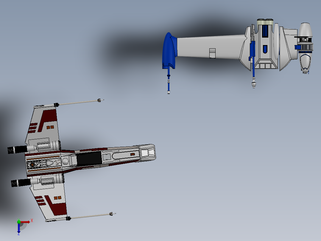 x-wing飞船俯视图