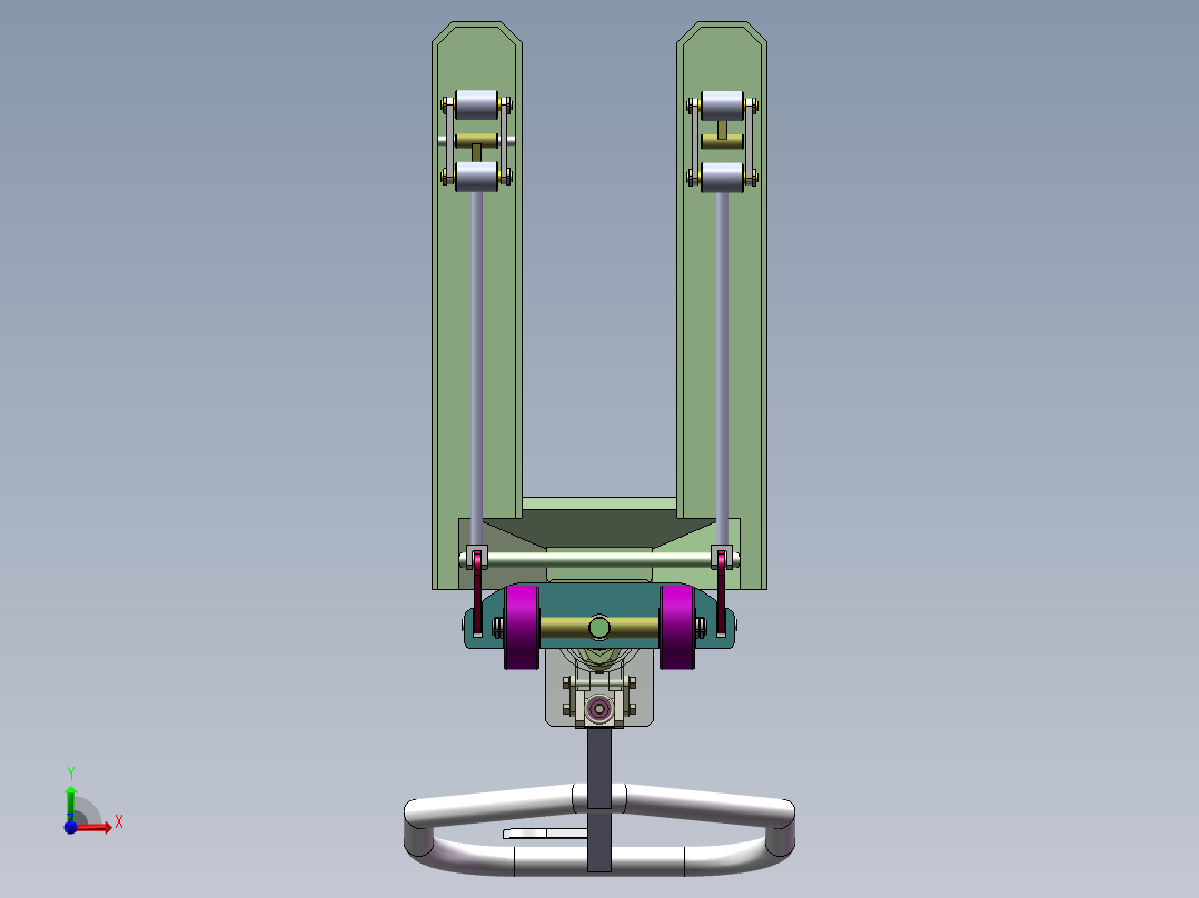 手动液压车设计【手推叉车】【SOLIDWORKS】【原创】90前视图