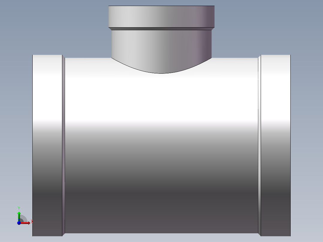 三通-异径 DN50-DN25前视图