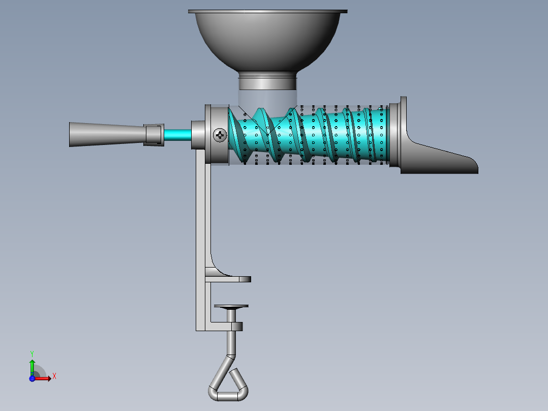 手动榨汁机三维SW模型前视图