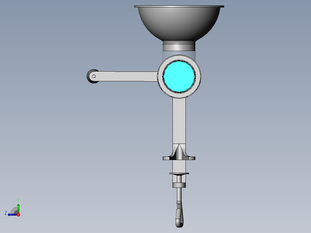 手动榨汁机三维SW模型右视图