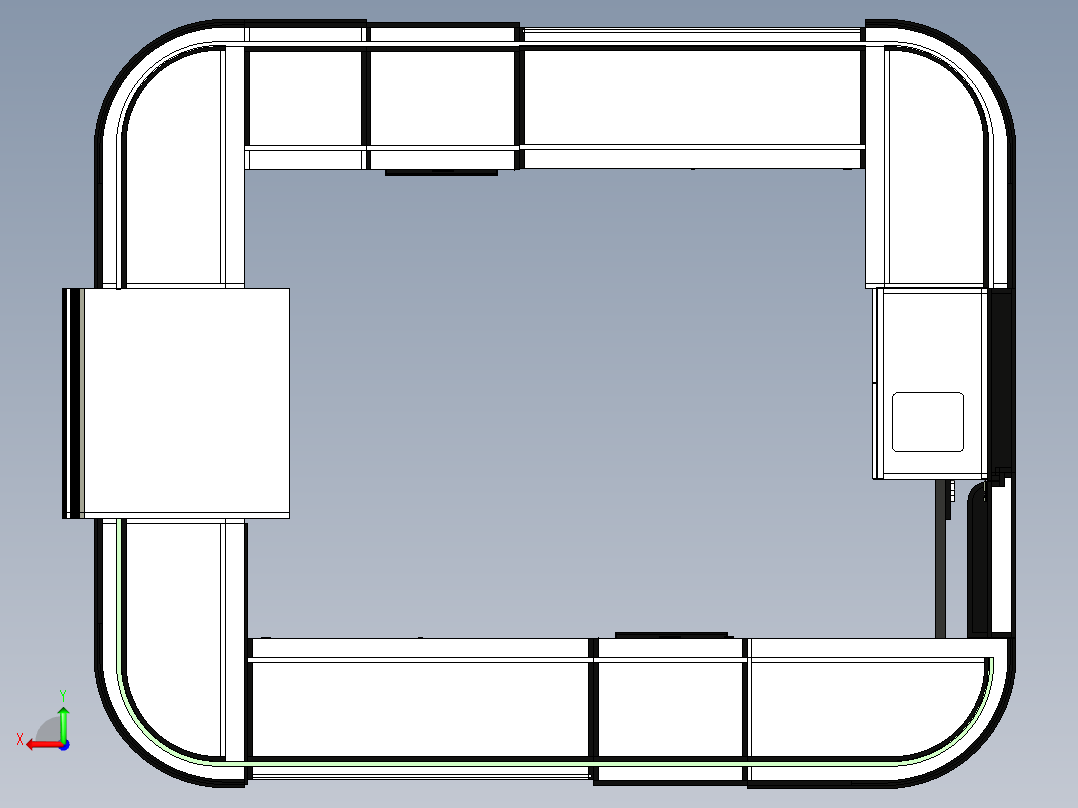 面包售货亭3D模型图纸 STP格式后视图