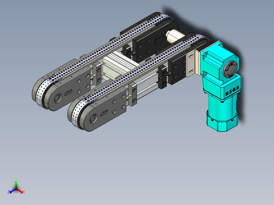 LE-XC4080-带工装右直连驱动输送线正等轴测图