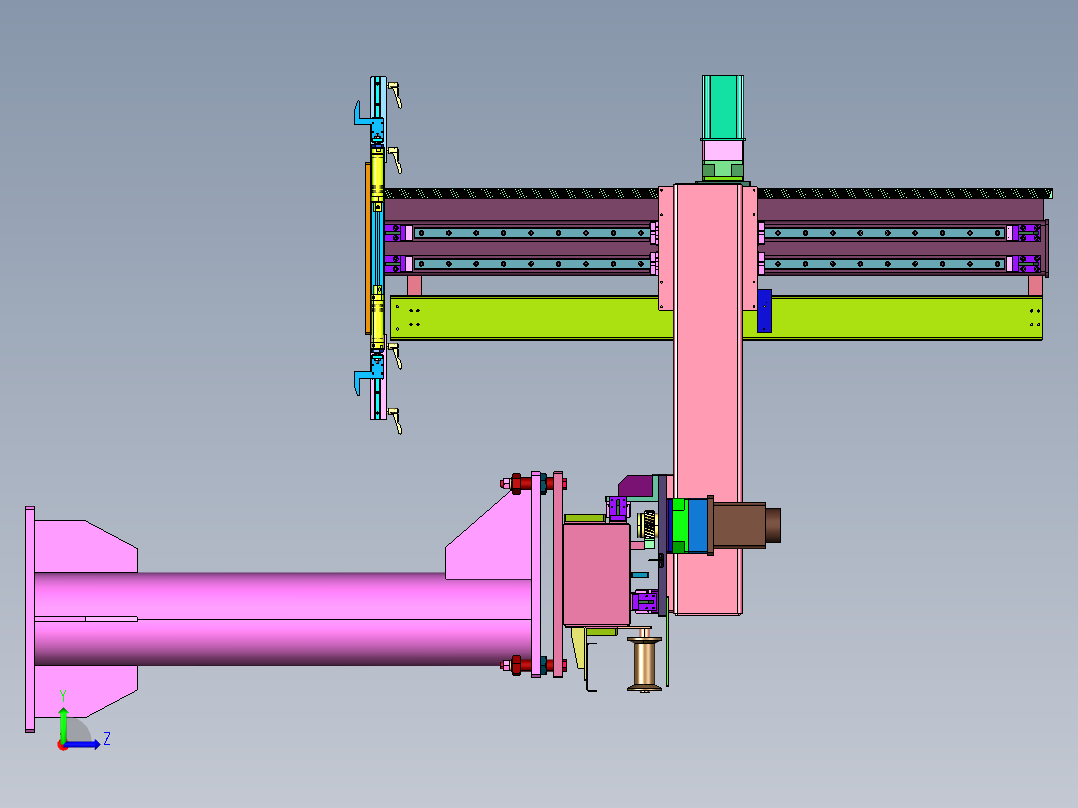卡车车顶钣金搬运移动机械手左视图