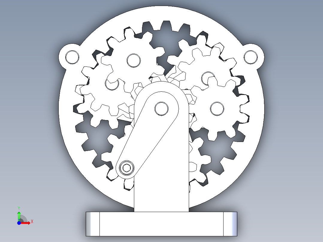 三阶行星齿轮演示结构3D图纸 STEP格式前视图