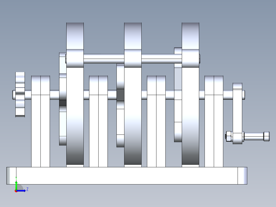 三阶行星齿轮演示结构3D图纸 STEP格式左视图