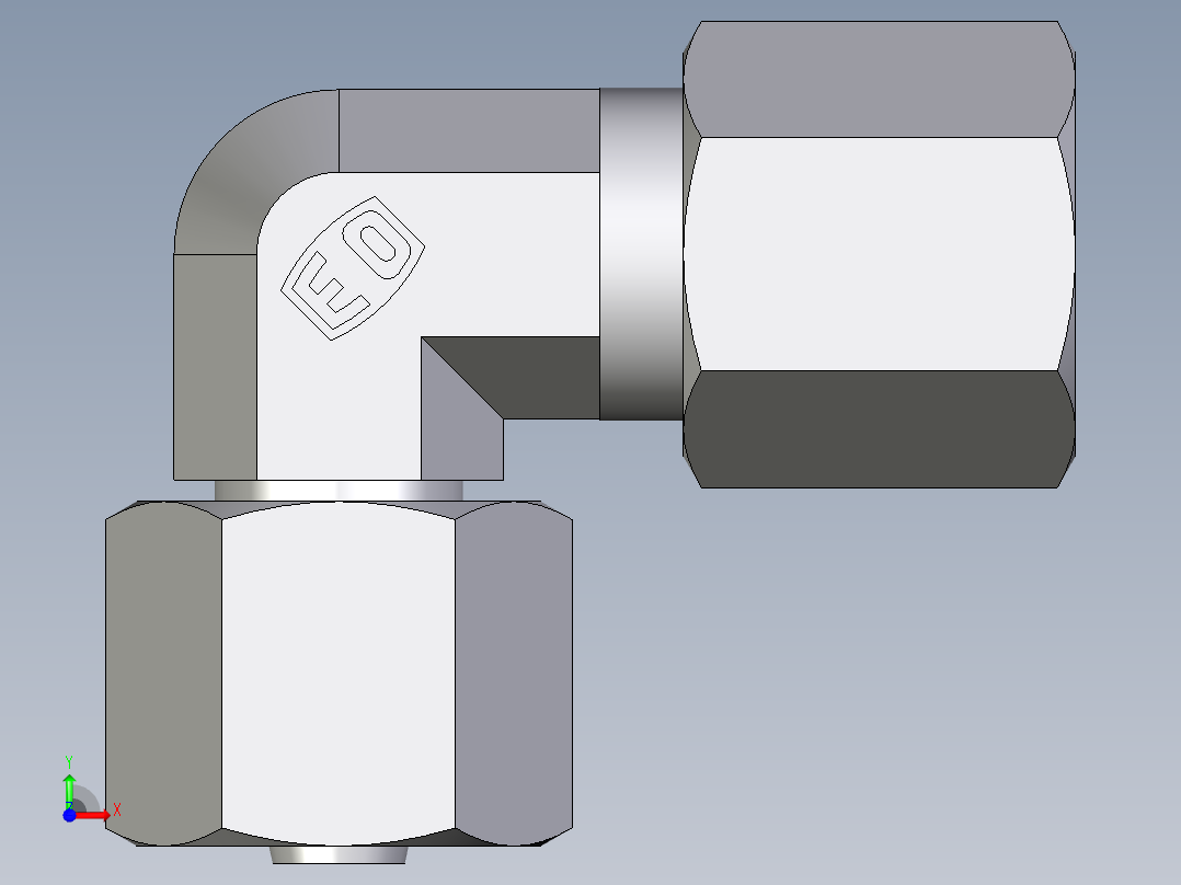 卡套式工业通用硬管接头EO_Swivel_nut_elbow_EW06SCF前视图