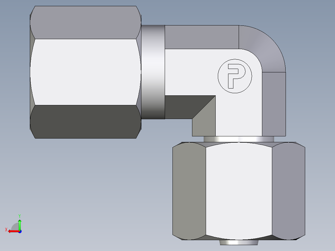 卡套式工业通用硬管接头EO_Swivel_nut_elbow_EW06SCF后视图