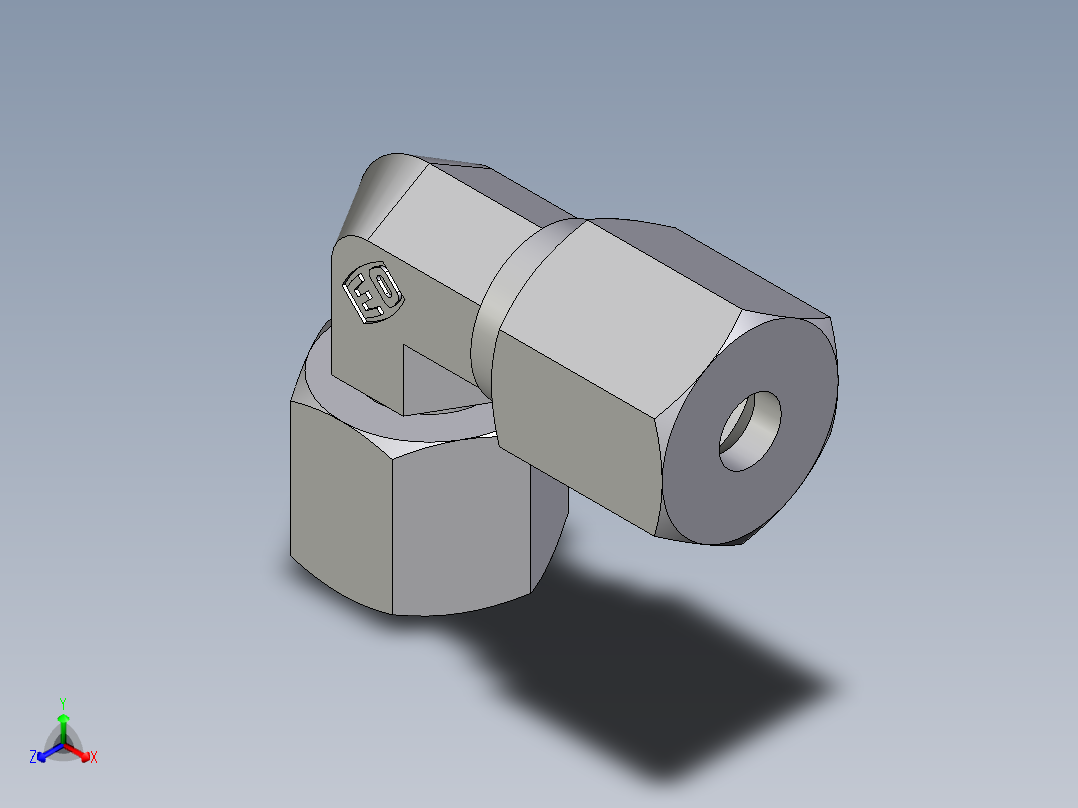 卡套式工业通用硬管接头EO_Swivel_nut_elbow_EW06SCF正等轴测图