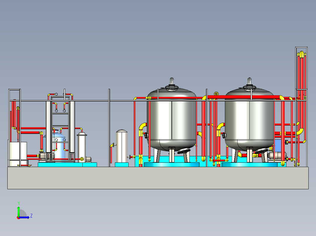 超滤系统设备房左视图