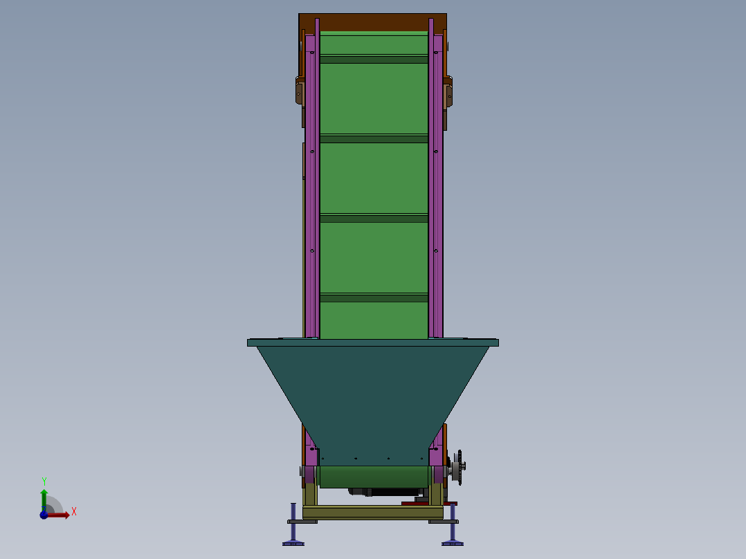 爬坡型皮带输送机前视图