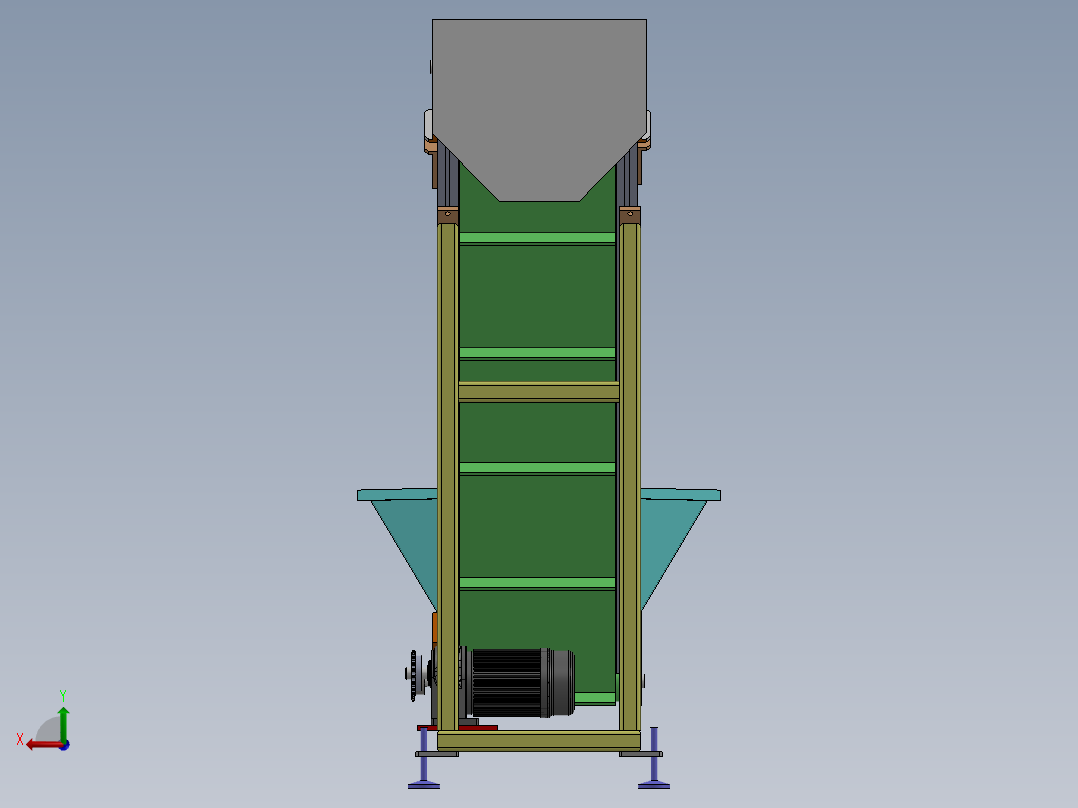 爬坡型皮带输送机后视图