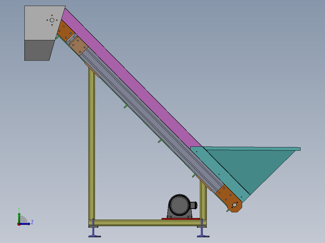 爬坡型皮带输送机左视图