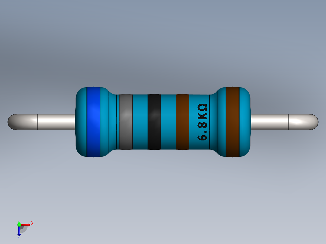 电容器 二极管 电阻器-Resistor 6.8K Ohm Blue俯视图