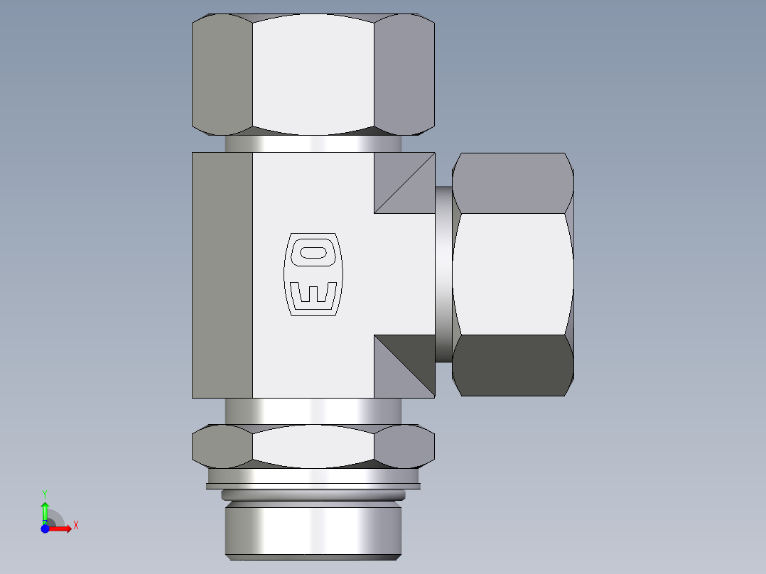 卡套式工业通用硬管接头EO_Adjustable_locknut_run_tee_LEE30ZSMORCF前视图