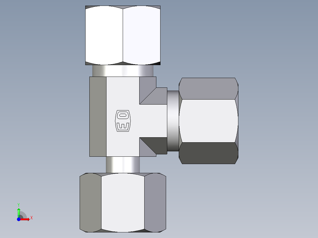 卡套式工业通用硬管接头EO_Standpipe_run_tee_EVL10S71前视图