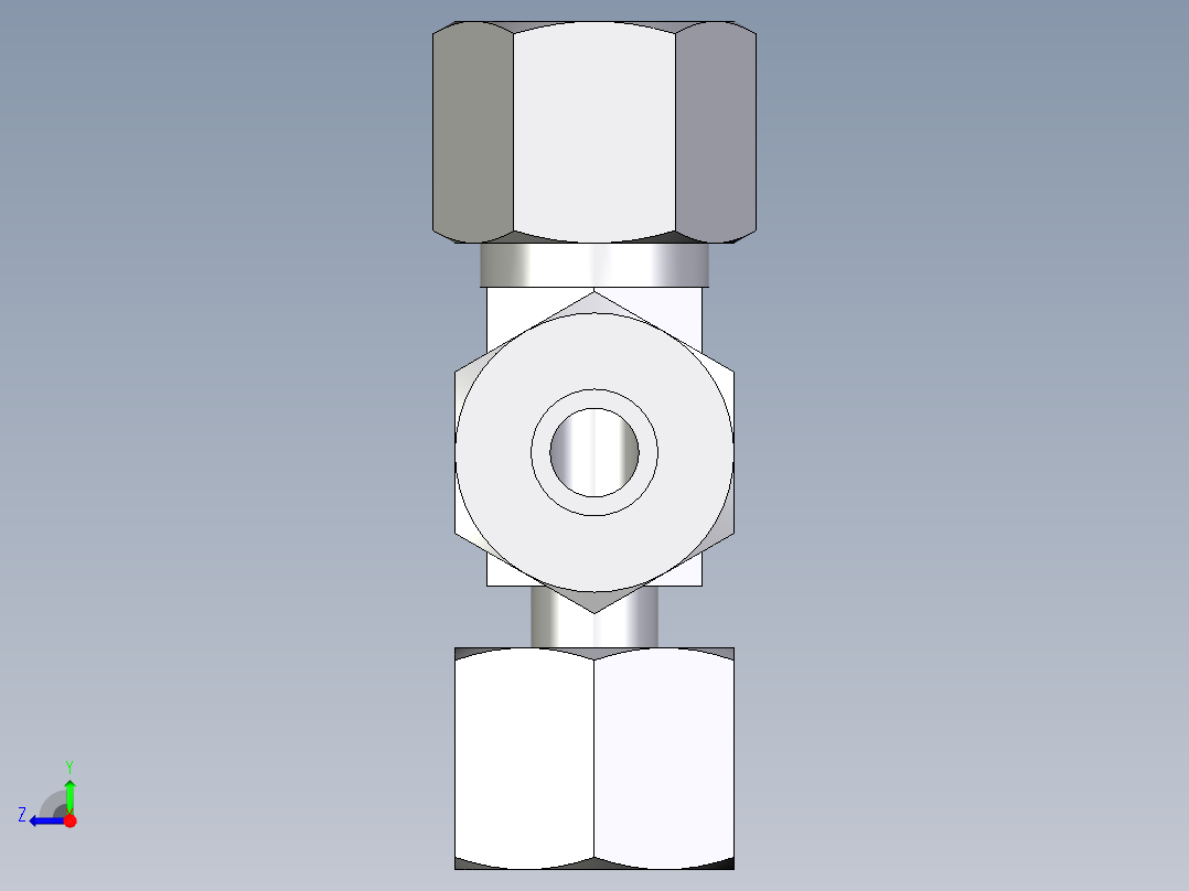卡套式工业通用硬管接头EO_Standpipe_run_tee_EVL10S71右视图