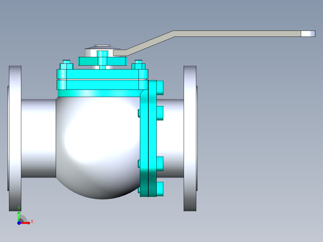管道手动球阀-水管开关阀-手动阀门法兰连接球阀[100]前视图