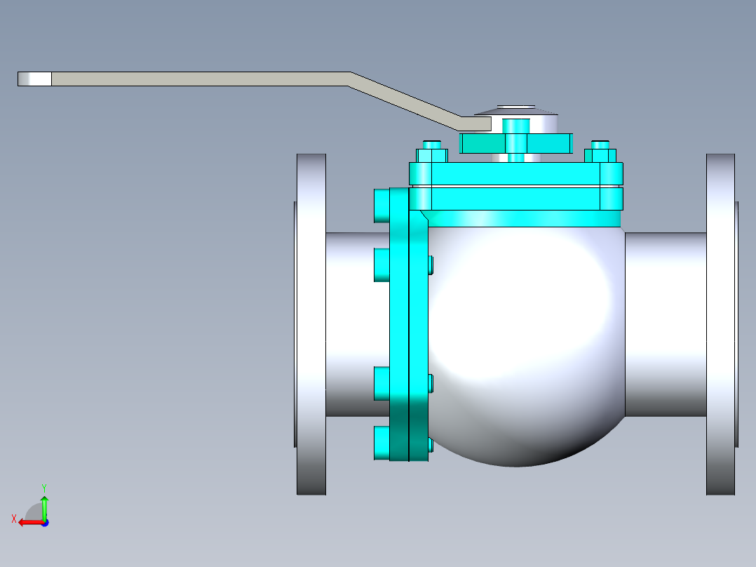 管道手动球阀-水管开关阀-手动阀门法兰连接球阀[100]后视图