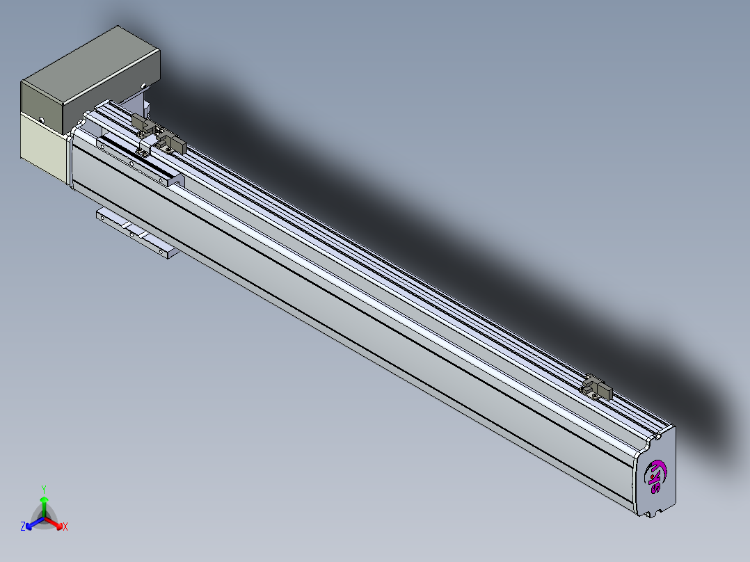 同步带滑台-半封闭B10H-L45-S650-RD-P40-D3正等轴测图