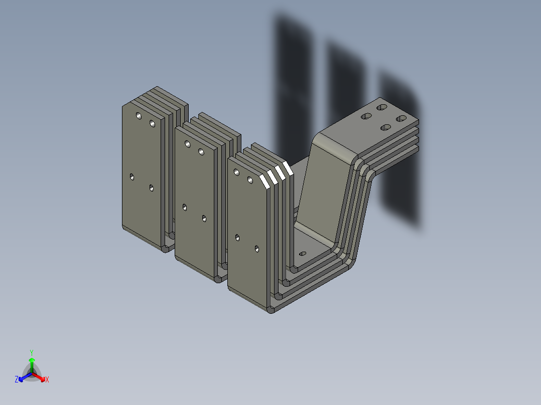 母线 E4.2 W 4000A 0.4kV 100x10x4 铜主视图