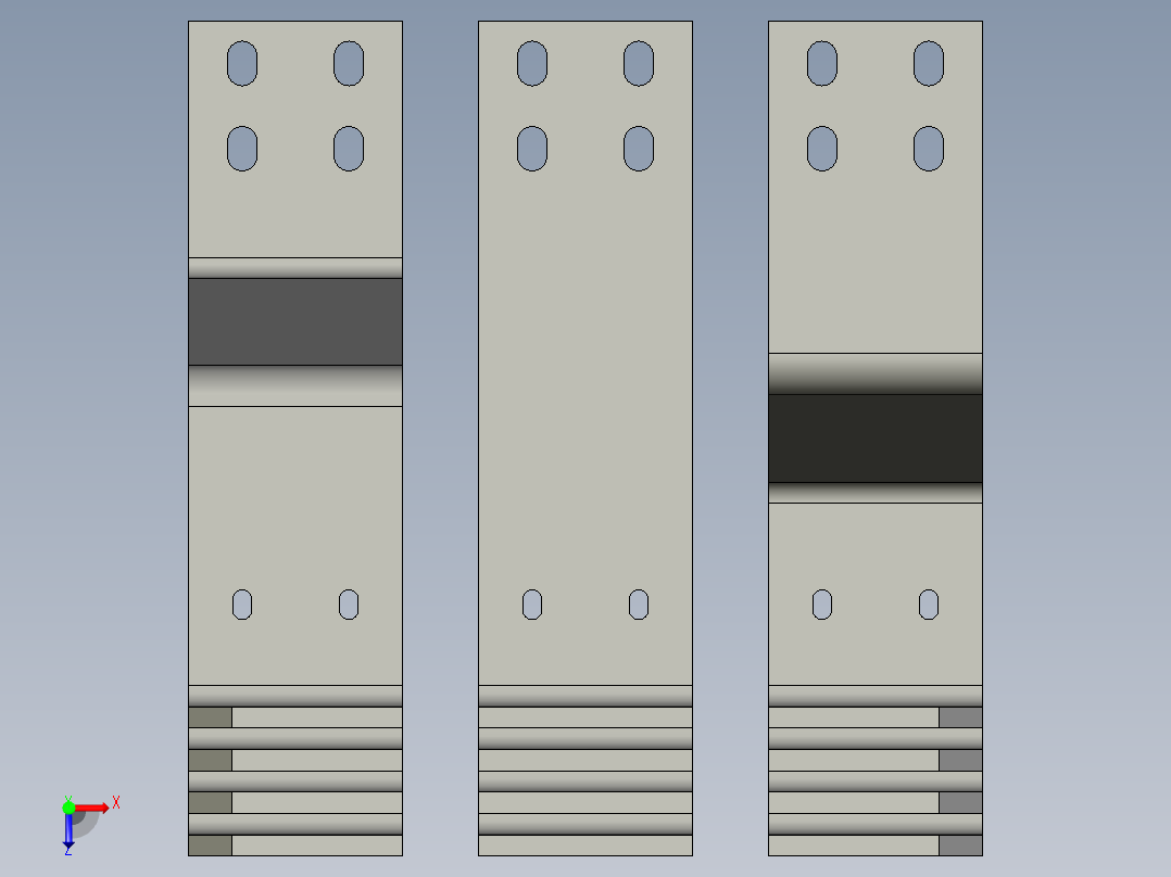 母线 E4.2 W 4000A 0.4kV 100x10x4 铜俯视图