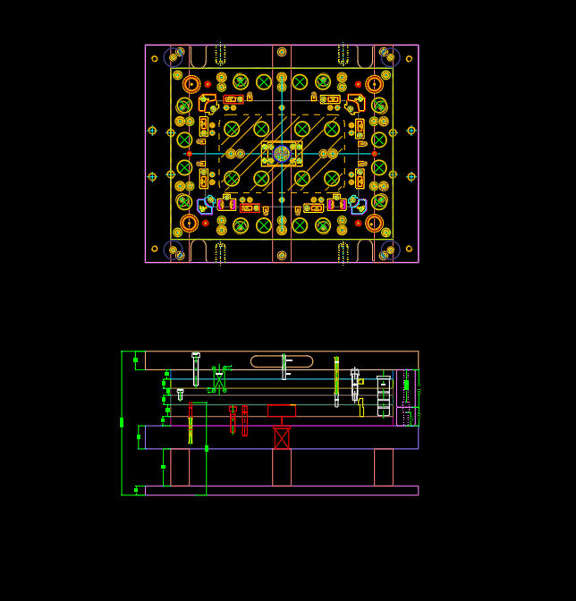 3C类电脑外壳切角冲孔模具设计图