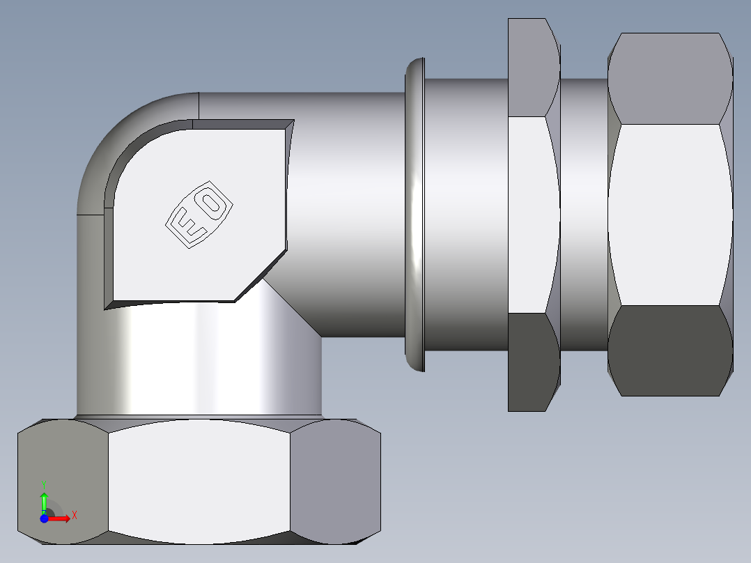 卡套式工业通用硬管接头EO_Bulkhead_elbow_WSV42LCF前视图