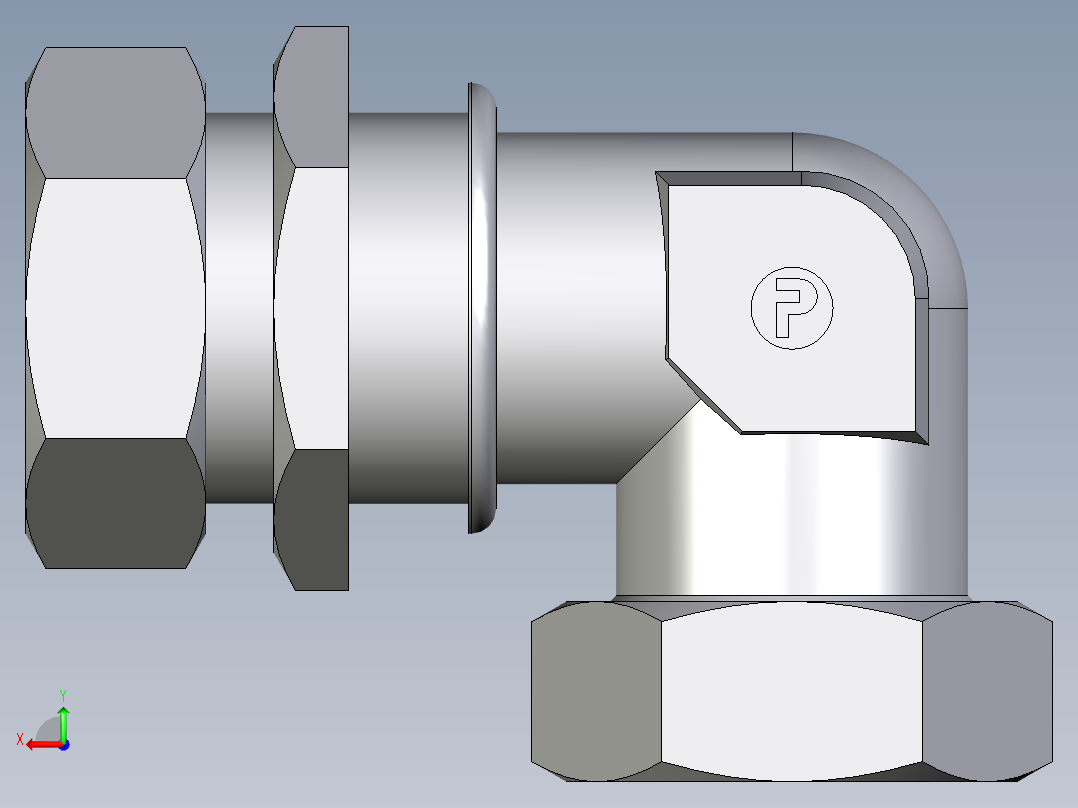 卡套式工业通用硬管接头EO_Bulkhead_elbow_WSV42LCF后视图