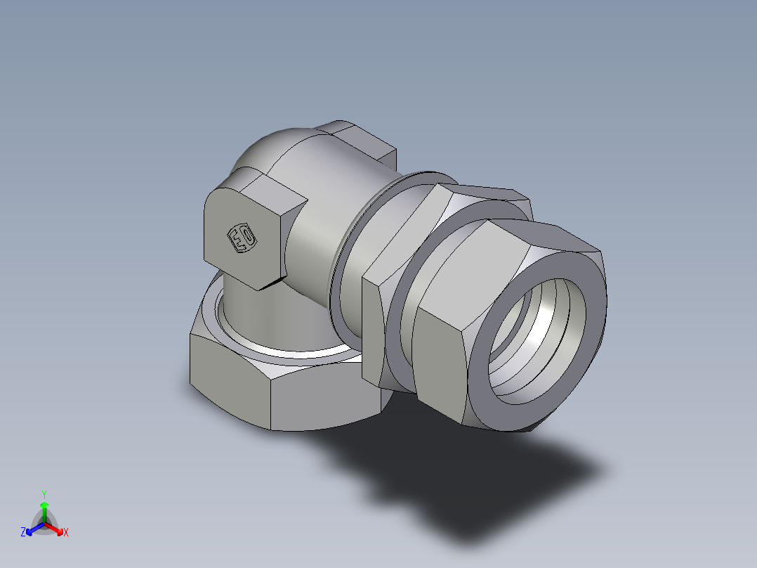卡套式工业通用硬管接头EO_Bulkhead_elbow_WSV42LCF正等轴测图